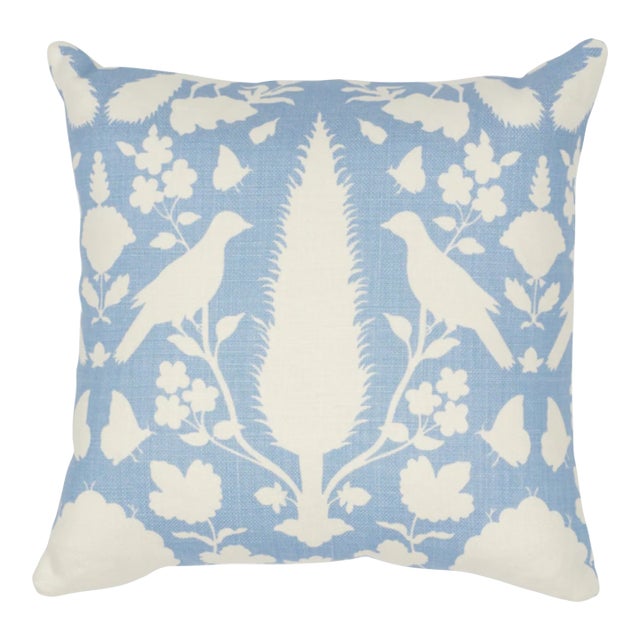 Chenonceau Linen Pillow Cover in Blue, 22x22 Pillow For Sale