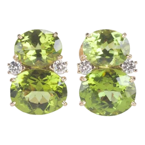 Christina Addison Medium Gum Drop Earrings With Peridot and Diamonds