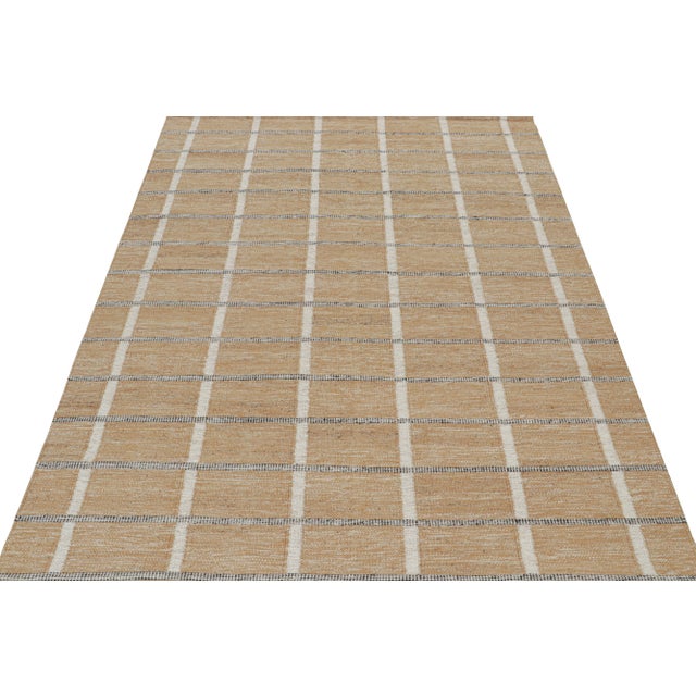Contemporary Rug & Kilim’s Scandinavian Outdoor Rug in Brown, White & Black Pattern - 6'x9' For Sale - Image 3 of 7