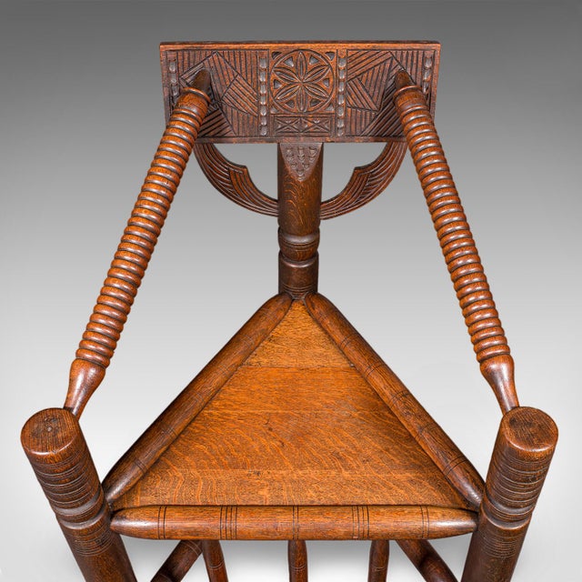 Wood Antique Turner's Chair, English Oak, Warwick, Old Saxon, Elbow Seat, Victorian For Sale - Image 7 of 10