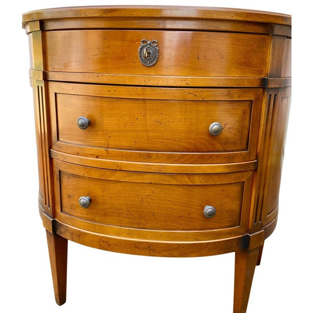 Louis XVI Style Cherrywood Commode with Three Half-Moon Drawers, 1940s For Sale - Image 9 of 10