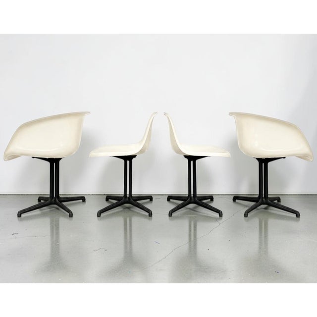Plastic Mid Century Eames for Herman Miller “La Fonda” Parchment Fiberglass Arm & Side Chairs - Set of 4 For Sale - Image 7 of 13