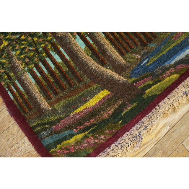 1920s Multicolor Scene Pictorial Antique Persian Kashan Rug 2'2'' X 3'8'' Handknotted Wool Carpet For Sale - Image 12 of 13