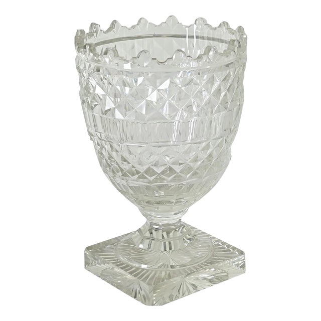 English Early 20th Century Cut Glass Large Vase For Sale