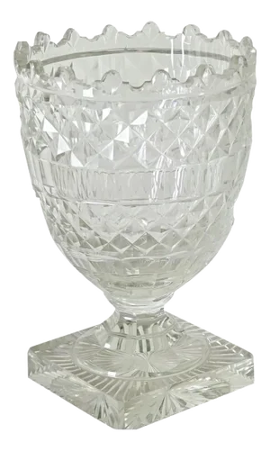 English Early 20th Century Cut Glass Large Vase