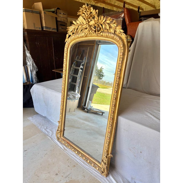 French 19th Century French Louis Philippe Giltwood Wall Mirror For Sale - Image 3 of 12