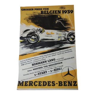 1939 Mercedes Benz Belgien Grosser Preis Von Authentic Poster For Sale