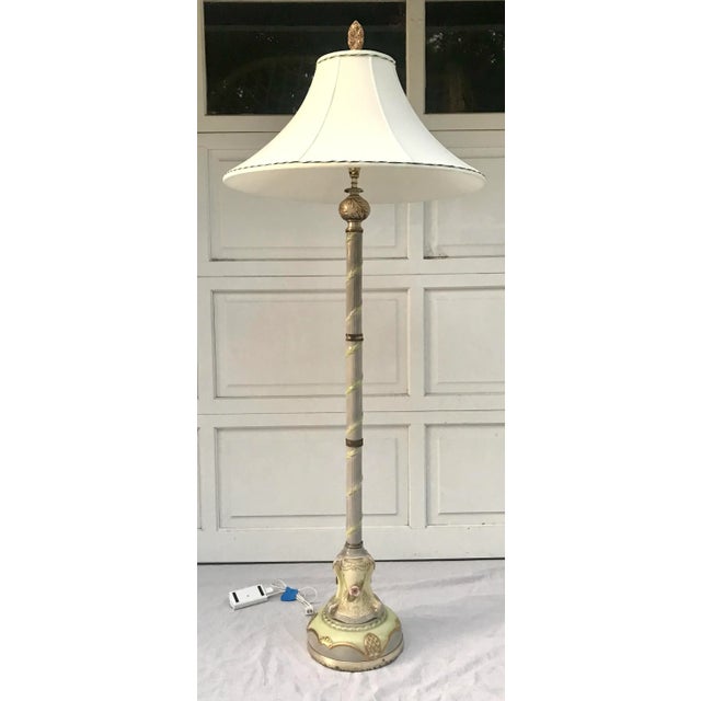 Antique European Capodimonte Floor Lamp With Gold Details and Custom Shade For Sale - Image 13 of 13
