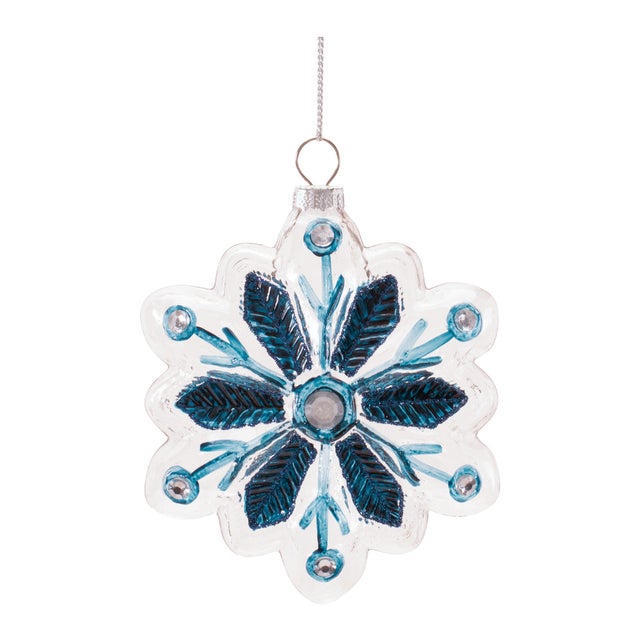 Contemporary Glass Snowflake Ornaments (Set of 12) For Sale - Image 3 of 4