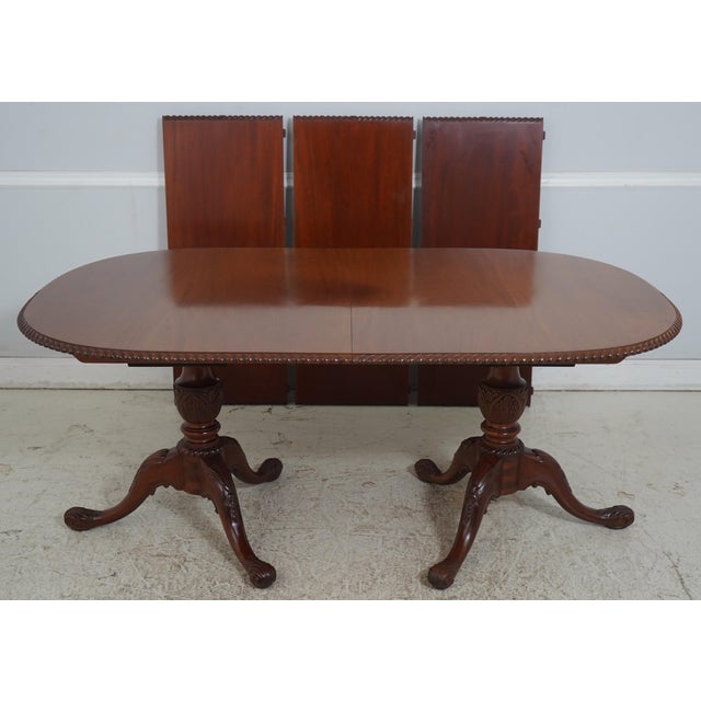 Age: C.1930s Details: Solid Mahogany Carved Pedestals Fine Carved Details High Quality Construction Top Has Some Fading...