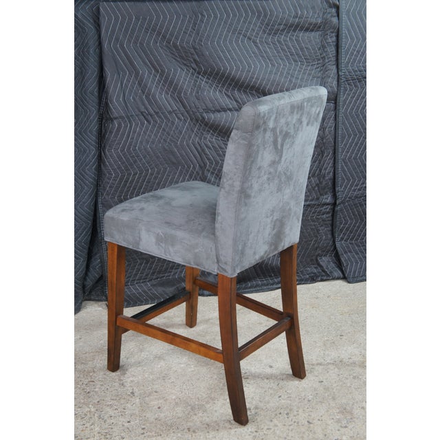 4 American Signature Modern Grey Counter Height Bar Stools Mahogany Finish For Sale - Image 6 of 9