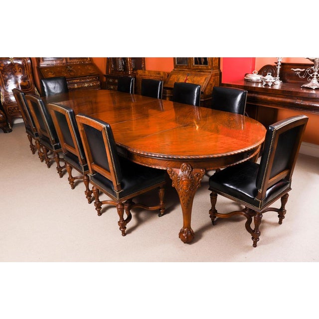 Antique Burr Walnut Queen Anne Revival Dining Table by Maple & Co, 19th Century For Sale - Image 4 of 18