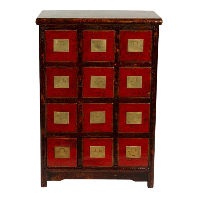 Chinese Traditional Medicine Apothecary Cabinet With Recessed Pulls Chairish