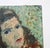 Mid 20th century oil on artist board impressionist impasto portrait painting of woman in red with white polkadots dress....