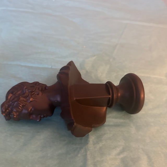 Contemporary Neoclassical Matte Black Resin Bust of Apollo Belvedere For Sale - Image 4 of 5