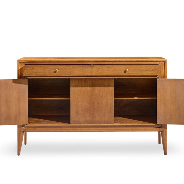 Mount Airy Facade Mid Century Walnut and Brass Credenza For Sale In Chicago - Image 6 of 10