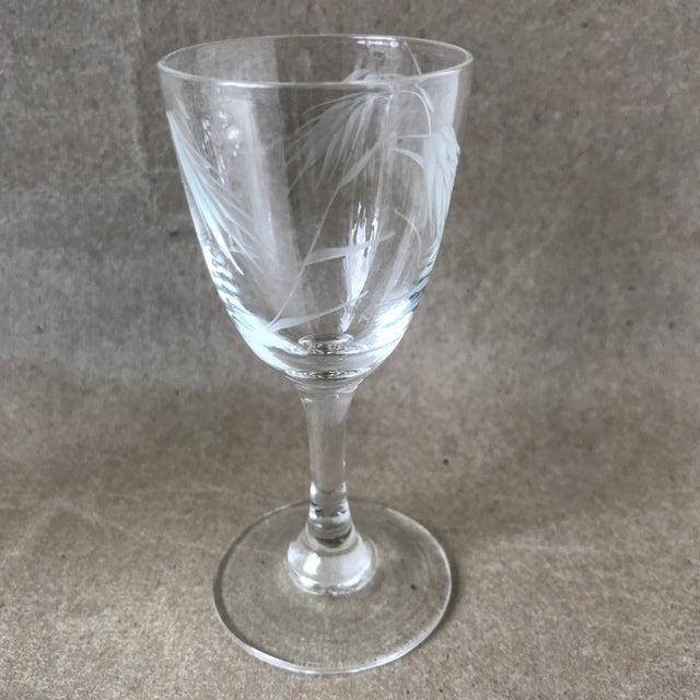 Noritake Sasaki Etched Wheat Pattern Crystal Cordial Glasses Set of 8