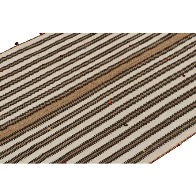 Rug & Kilim 1950s Vintage Persian Kilim With Beige and Brown Stripes by Rug & Kilim For Sale - Image 4 of 8
