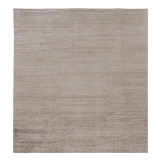 Rug & Kilim’s Oversized Modern Textural Rug in Brown, White and Beige Striae - 13x14 For Sale