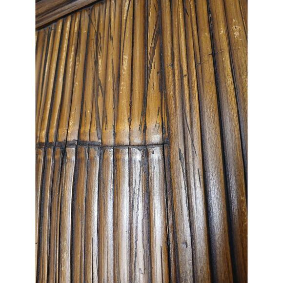 Vintage Asian 16" Dark Wood & Bamboo Serving Tray Ethnic Home Decor Party For Sale - Image 11 of 14