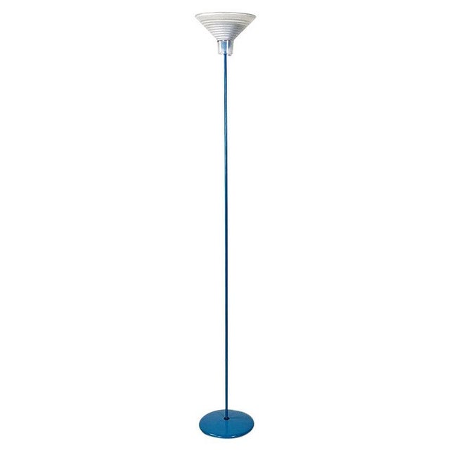 Italian Modern Light Blue Metal and Glass Floor Lamp, 1980s For Sale - Image 15 of 15