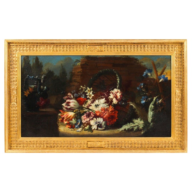 Floral Still Life, 18th-Century, Oil on Canvas, Framed For Sale