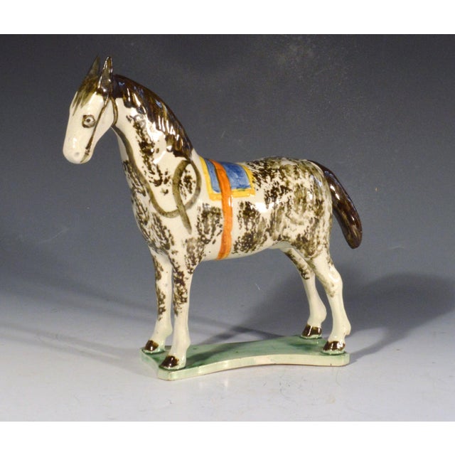 Antique Newcastle Prattware Pottery Horse Figure, English Folk Art Attributed to St. Anthony’s Pottery, Newcastle Upon Tyne For Sale In Philadelphia - Image 6 of 6