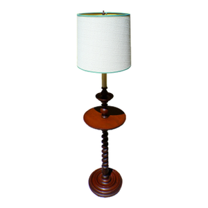 Vintage Solid Mahogany Barley Twist Floor Lamp Table