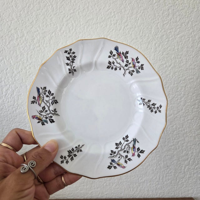 Chinoiserie Vintage Spode Copeland English Bird Plates With Gold Trim, Set of 4 For Sale - Image 3 of 7