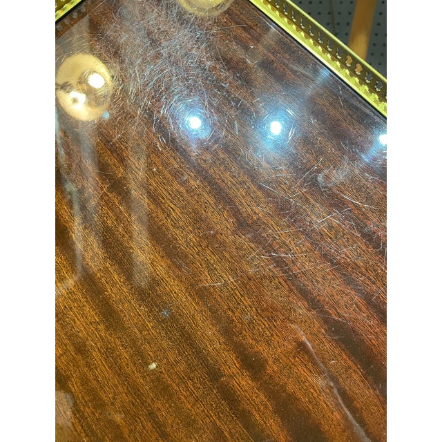 Wood Vintage French Louis XVI Style Lacquered Wood and Brass Table For Sale - Image 7 of 7
