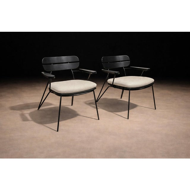 Armchairs in Ebonized Wood & Metal, Carlo Hauner, 1950s For Sale - Image 13 of 16