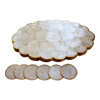 Capiz Shell Coasters & Placemats - Set of 6 For Sale