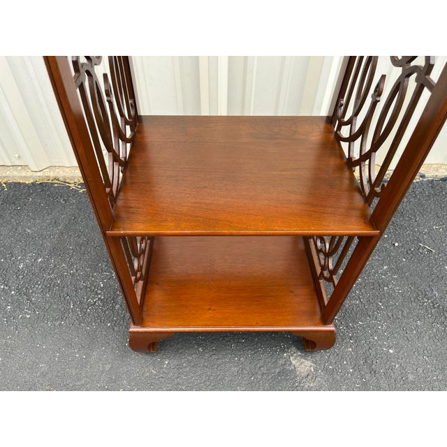 Brown Vintage Chinoiserie Walnut Fretwork Etagere For Sale - Image 8 of 12
