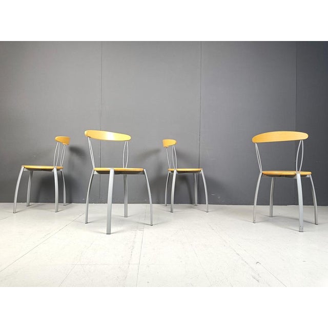 Gray Vintage Italian Postmodern Dining Chairs, 1990s, Set of 4 For Sale - Image 8 of 11
