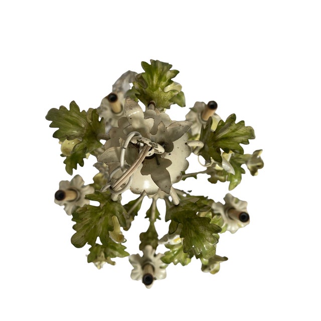 Mid Century Italian Tole Floral Chandelier For Sale In Los Angeles - Image 6 of 8