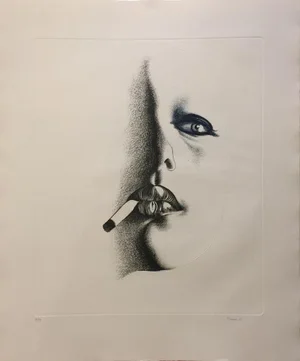 Giacomo Porzano, Smoker in White, Etching, 1972