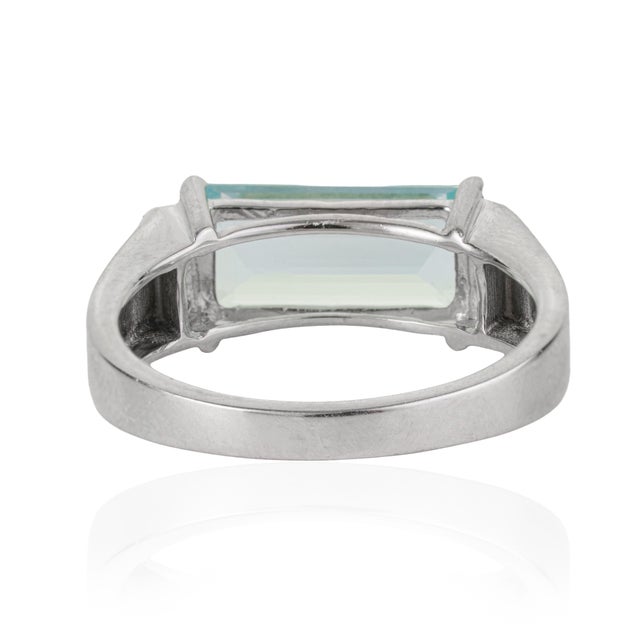 Not Yet Made - Made To Order March Birthstone East West Aquamarine & Diamond Ring Size 8 by Carat&Her For Sale - Image 5 of 14