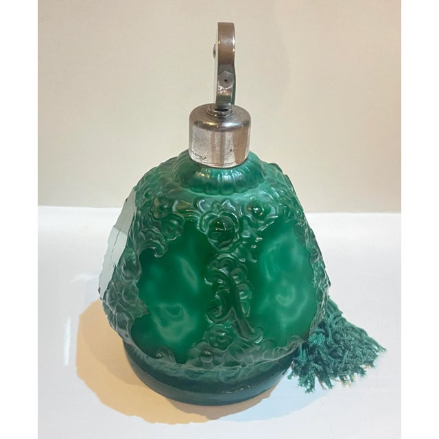 1930s Art Deco Malachite Glass Czechoslovakian Perfume Bottle For Sale In New York - Image 6 of 12