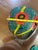 Allain Guillot French Studio Art Glass Vase, Turquoise Foil With Red Murrine and Yellow Bands, Signed m.06-50 For Sale - Image 9 of 11