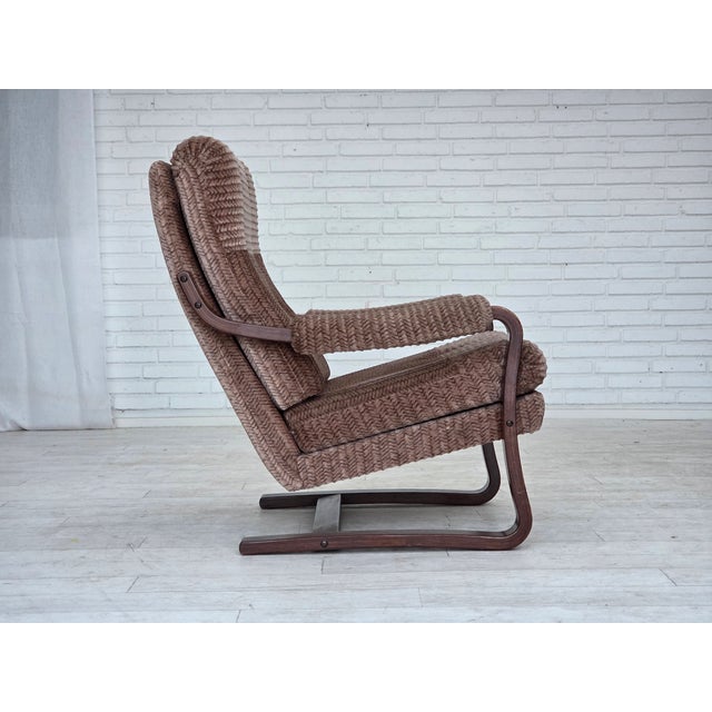 Wood Vintage Danish Lounge Chair in Light Brown Furniture Corduroy, 1970s For Sale - Image 7 of 18