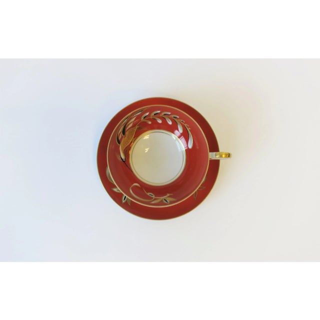 Art Deco Art Deco Tea or Coffee Cup in Terracotta, Black and Gold Porcelain by Wallendorf For Sale - Image 3 of 12
