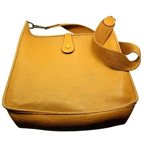 1990s Hermes Evelyne Dark Tan Clemence Leather GM Handbag Purse For Sale - Image 5 of 8
