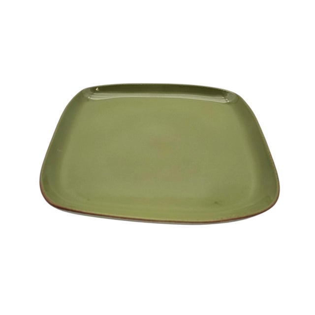 1980s Vietri Cucina Fresca Lime Verde 12.75" Square Platter, Handcrafted in Italy For Sale - Image 5 of 11