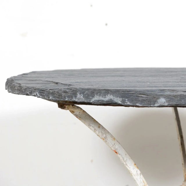 White 19th Century French Bistro or Garden Table With Round Slate Top and White Paint For Sale - Image 8 of 12