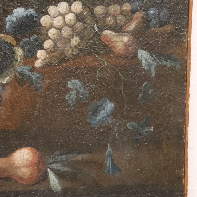 Still Life with Flowers and Fruits, 1700s, Oil on Canvas For Sale - Image 11 of 12