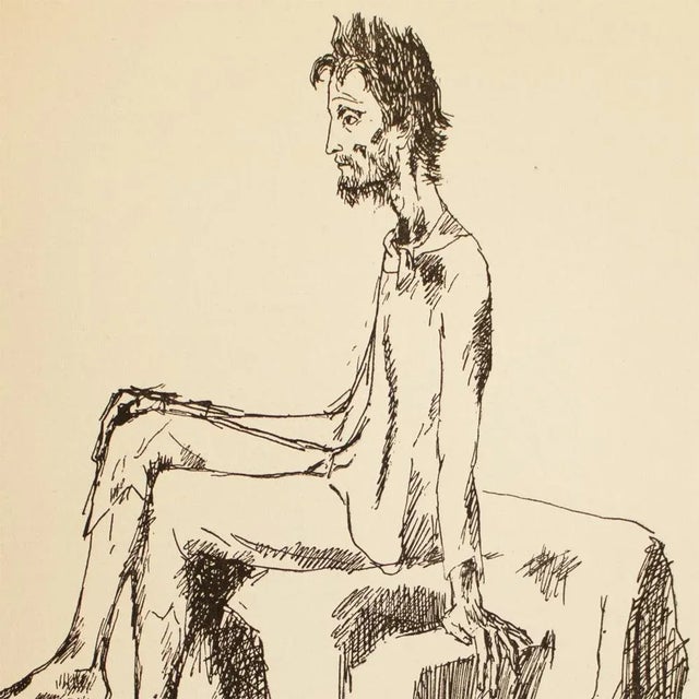 Portraiture 1940s After Pablo Picasso "Seated Man", First Edition Period Swiss Print For Sale - Image 3 of 11