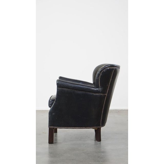 Black Armchair with Reversible Kilim Seat Cushion For Sale - Image 6 of 15