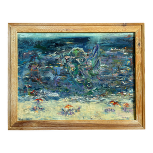 “Beach People”, Original Oil Painting, Framed Coastal Art, by Van Ness