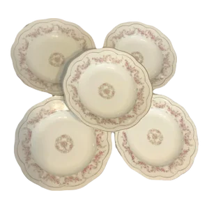 Antique z.s. & Co Zeh Scherzer Bavaria Germany Bowls Pattern Orleans Pink Roses #508 Scalloped Edge - Set of 5