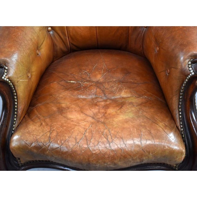 Wood Victorian Leather Armchair, 1880s For Sale - Image 7 of 12